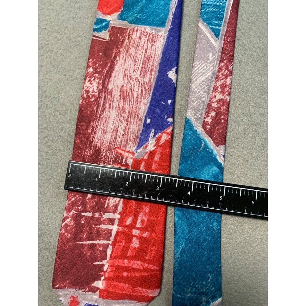 Vintage Italian Silk Handmade Tie Colorful Abstract Design Mens Necktie - Picture 2 of 4